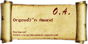 Orgován Amand névjegykártya
